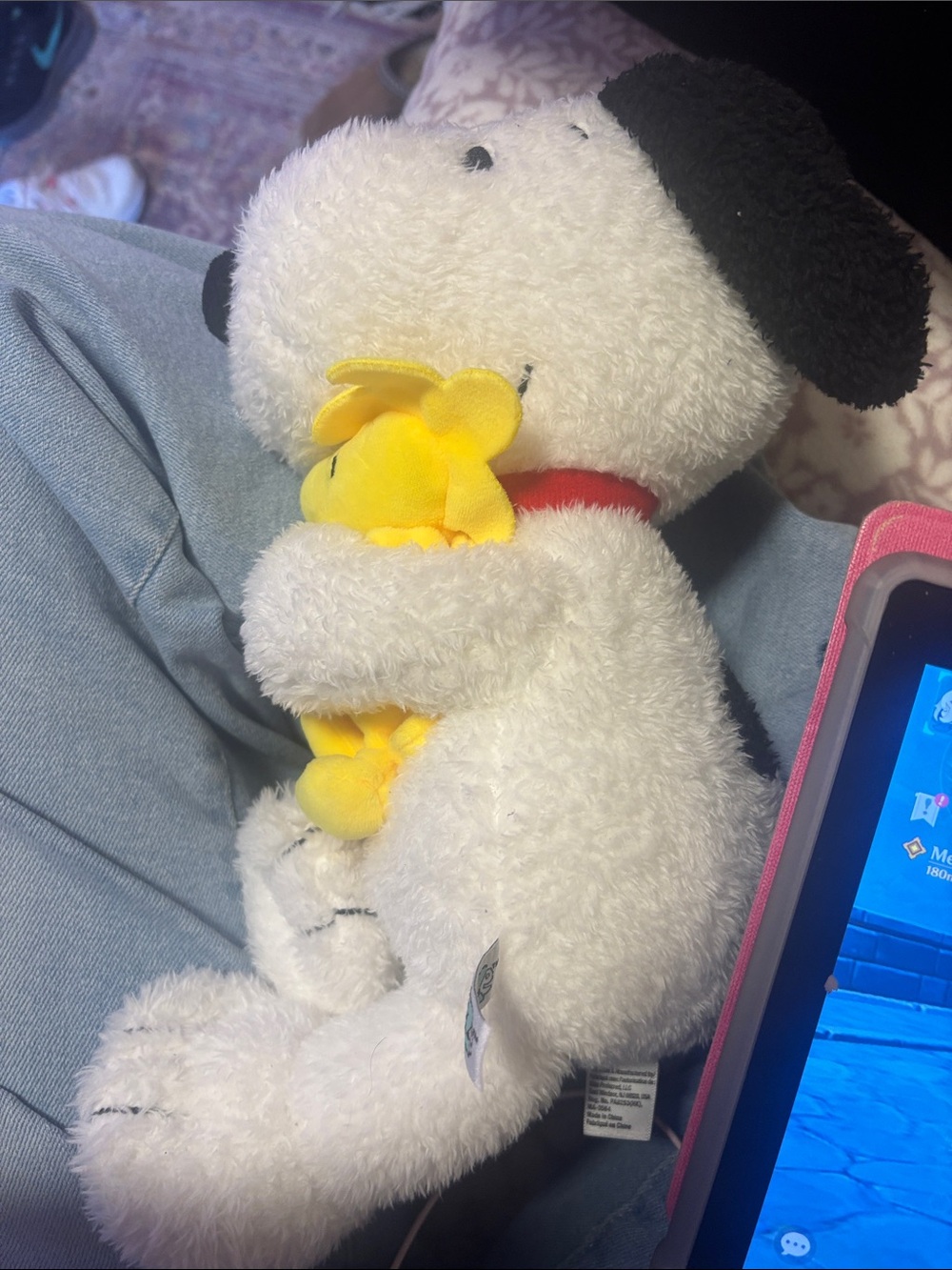 Snoopy Plush Dog Toy with Woodstock — White, Black & Yellow